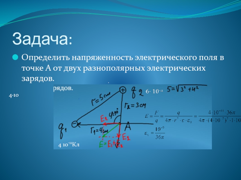 Указать на рисунке точку а в которой напряженность электрического поля создаваемого двумя точечными