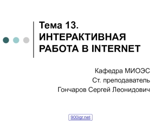 Интерактивная работа в internet. (Тема 13)