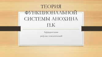 ТЕОРИЯ ФУНКЦИОНАЛЬНОЙ СИСТЕМЫ АНОХИНА. МЕНЬШИХ ГЛЕБ