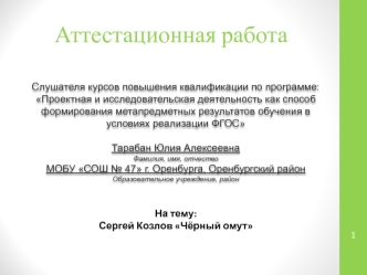 Аттестационная работа. Сергей Козлов Чёрный омут