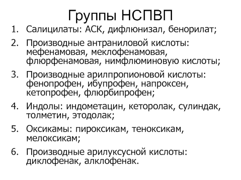 Оксикамы. Производные антраниловой кислоты. НПВС производные антраниловой кислоты. . Ибупрофен, напроксен – производные антраниловой кислоты. Арилуксусной кислоты.