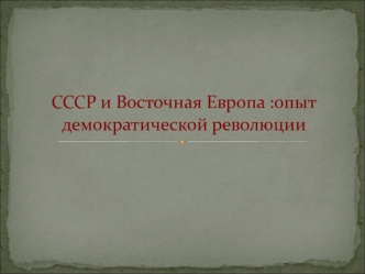 СССР и Восточная Европа: опыт демократической революции