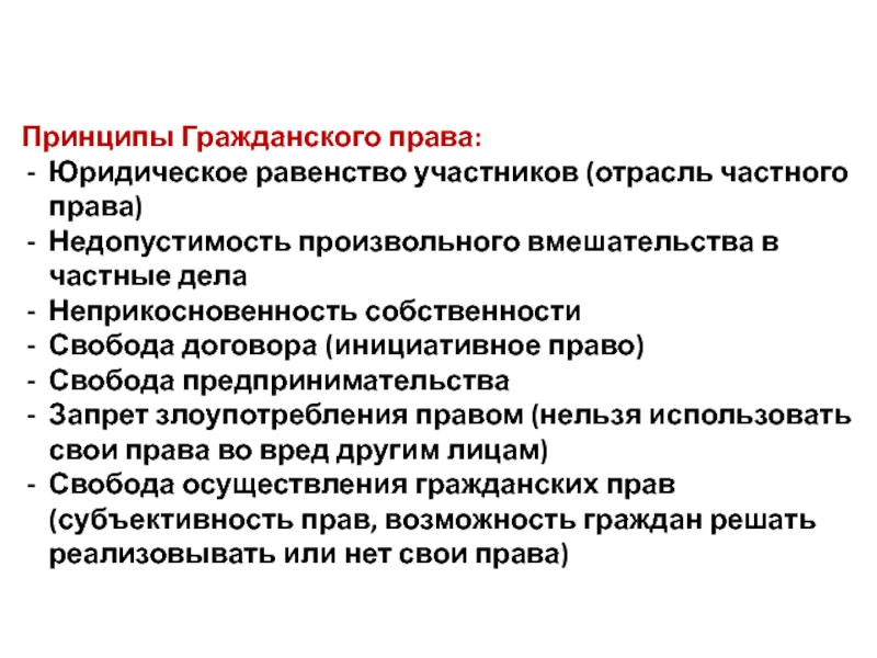 Принцип равенства участников гражданских