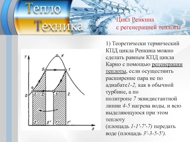 Цикл ренкина с перегревом пара в тs диаграмме