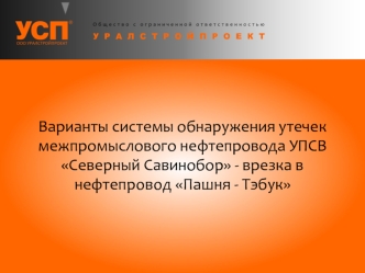 Варианты системы обнаружения утечек межпромыслового нефтепровода УПСВ Северный Савинобор