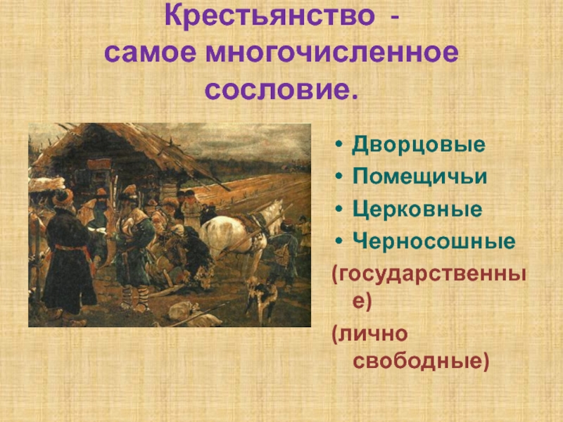 Лично свободные. Сословия крестьян в 17 веке в России. Самое многочисленное сословие. Крестьянство - самое многочисленное сословие.. Самое многочисленное сословие Российской империи.