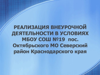 Аттестационная работа. Реализация внеурочной деятельности в условиях МБОУ