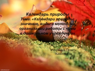 Календари природы: значение, виды и методика организации работы с ними в дошкольном учреждении