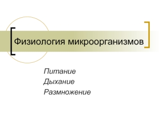 Физиология микроорганизмов