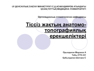 Тіссіз жақтың анатомо-топографиялық ерекшеліктері