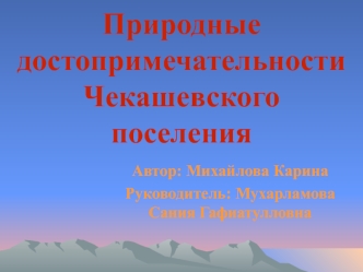 Природные достопримечательности Чекашевского поселения