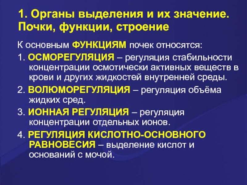 Основная функция структуры. Роль почек в осморегуляции и волюморегуляции.. Регуляция выделительной функции почек. Осморегулирующая функция почек. К основным функциям почек относятся.