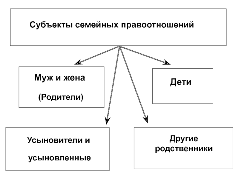 Вид семейных правоотношений субъекты. Субъекты семьи. Субъекты семейных отношений. Субъекты семейных отношений схема.