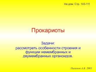 Прокариоты. Строение и функции немембранных и двумембранных органоидов