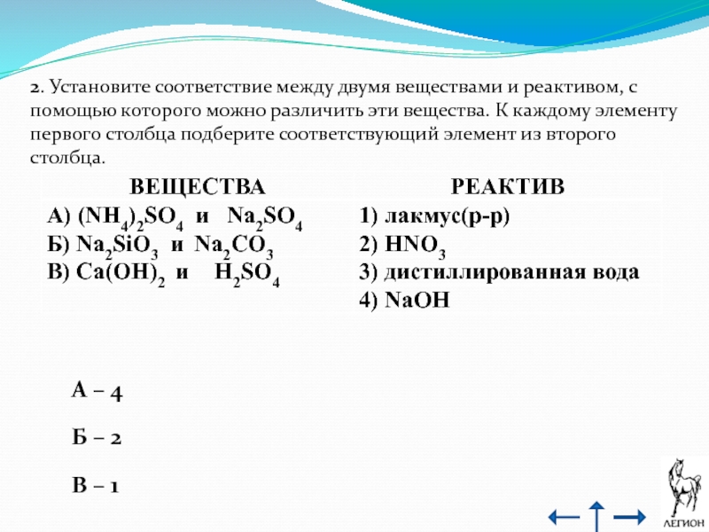 Установите соответствие между реагентами