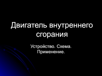 Двигатель внутреннего сгорания. Устройство. Схема. Применение