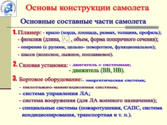 Основы конструкции самолета