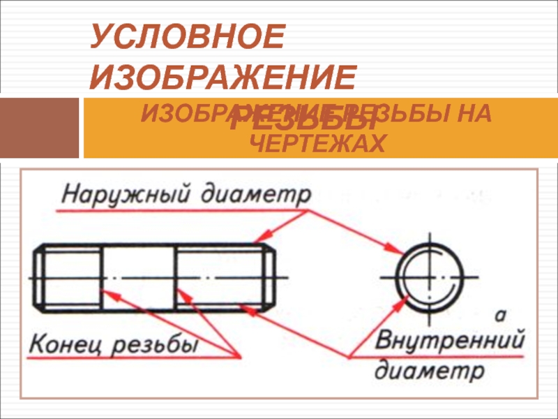 Условное изображение резьбы солид