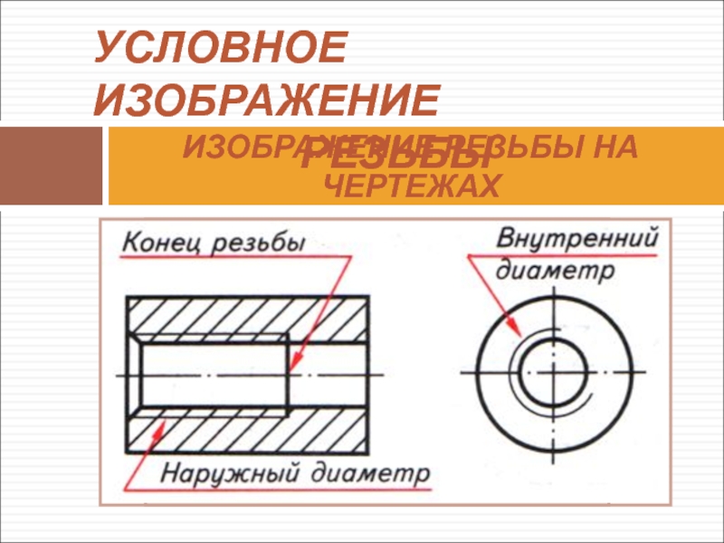 Как на чертеже показать внутреннюю резьбу на чертеже