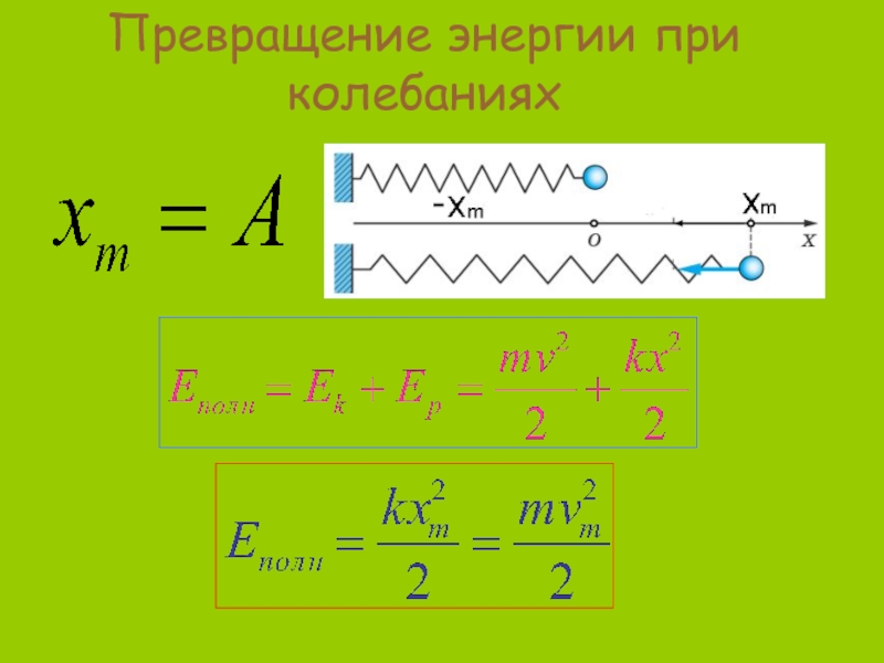 Маятники энергия гармонических колебаний. Превращение энергии при гармонических колебаниях. Превращение энергии при колебаниях формула. Превращение энергии при колебательном движении формула. Закон сохранения энергии при гармонических колебаниях.