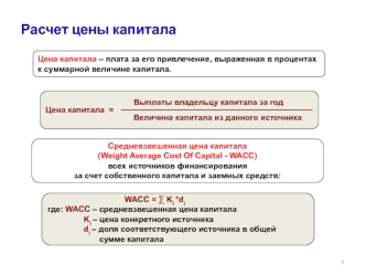 Расчет цены капитала. (Тема 3)