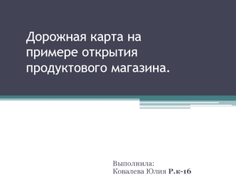 Дорожная карта на примере открытия продуктового магазина