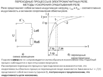 Переходные процессы в электромагнитных реле. Методы ускорения срабатывания реле