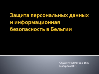 Защита персональных данных и информационная безопасность в Бельгии
