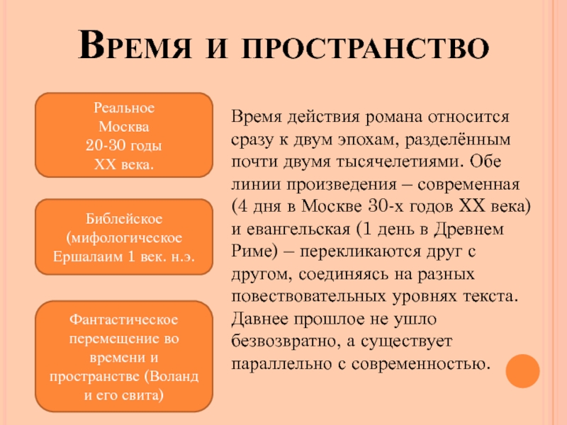 Реферат: Проблема времени и пространства в романе М.Булгакова 