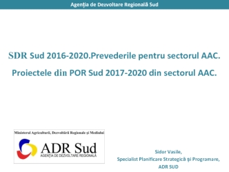 Obiectivul general și obiectivele specifice ale SDR Sud 2016-2020