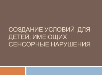 Создание условий для детей, имеющих сенсорные нарушения