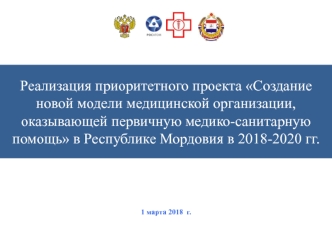 Создание модели медицинской организации, оказывающей первичную медико-санитарную помощь в Республике Мордовия в 2018-2020 годах