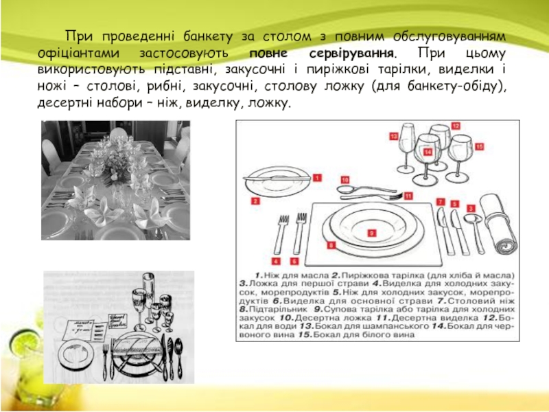 Реферат: Сервірування банкетів