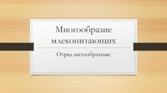 Многообразие млекопитающих. Отряд китообразные