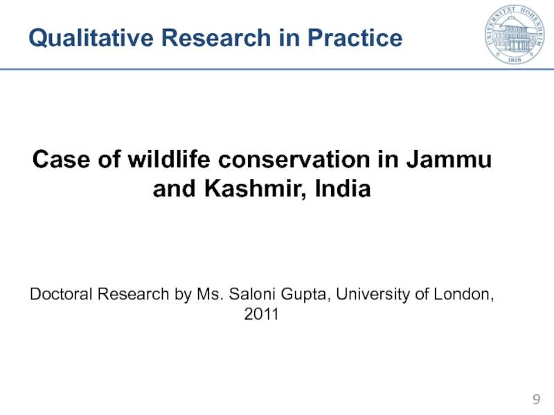 Qualitative Research in Practice    Case of wildlife conservation in