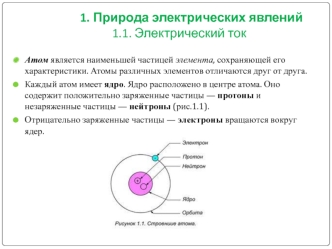 Природа электрических явлений. Электрический ток. (Лекция 2)