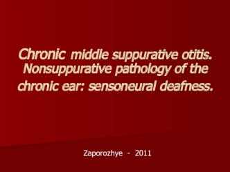 Chronic middle suppurative otitis. Nonsuppurative pathology of the chronic ear: sensoneural deafness