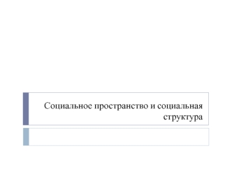 Социальное пространство и социальная структура