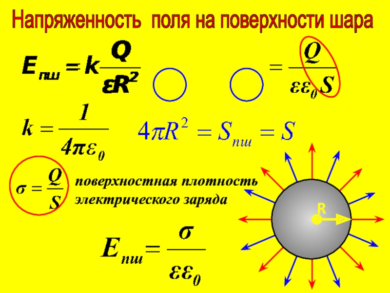 Плотность электрического заряда. Напряженность на поверхности шара. Напряженность электрического поля шара на поверхности шара. Напряженность поля поверхности. Поверхностная плотность.