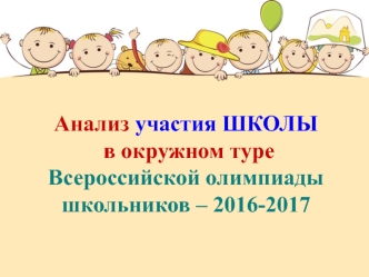 Анализ участия ШКОЛЫ в окружном туре Всероссийской олимпиады школьников – 2016-2017