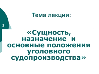 Сущность, назначение и основные положения уголовного судопроизводства