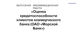 Оценка кредитоспособности клиентов коммерческого банка (ОАО Морской Банк)