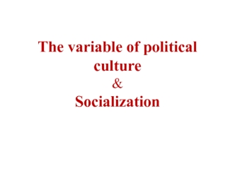 The variable of political culture & socialization