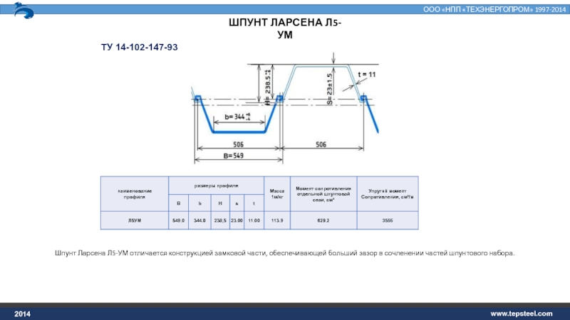 Вес шпунта л5 ум