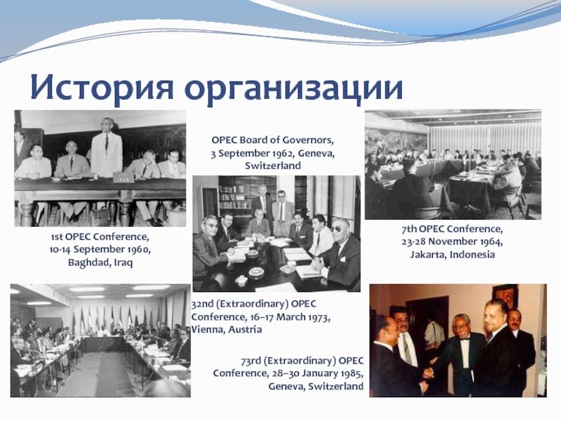 История учреждений. OPEC Board of Governors, 3 September 1962, Geneva, Switzerland. ОПЕК презентация. История организации. ОПЕК презентация по географии.