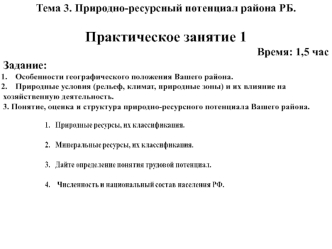 Природно-ресурсный потенциал района РБ