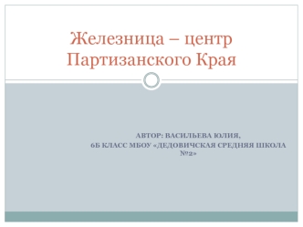 Железница – центр Партизанского Края