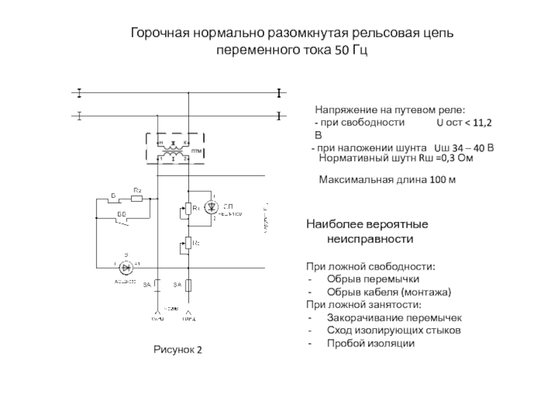 Размыкающий цепь. Схема нормально разомкнутой рельсовой цепи. Нормально разомкнутая рельсовая цепь схема. Нормально Разомкнутые рельсовые цепи. Горочная рельсовая цепь 50 Гц.