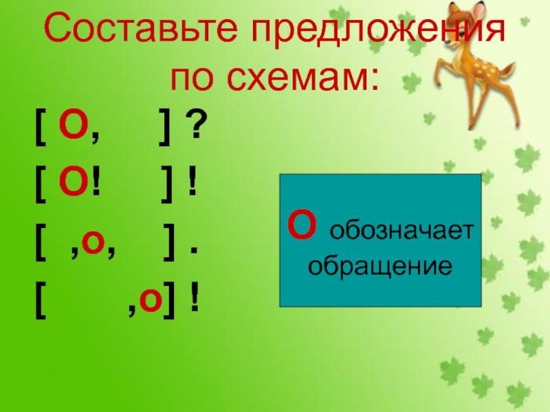 Предложение по схемам о обозначает обращение