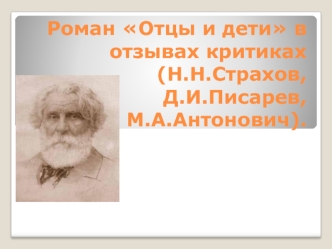 Роман Отцы и дети в отзывах критиков (Н.Н. Страхов, Д.И. Писарев, М.А. Антонович)